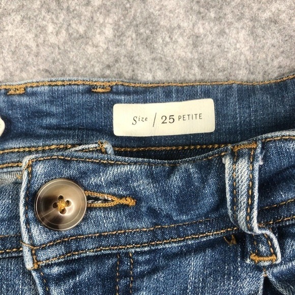 Pilcro and the Letterpress 25 Petite l Straight Denim Jeans Raw Hem Classic Wash - Picture 5 of 12